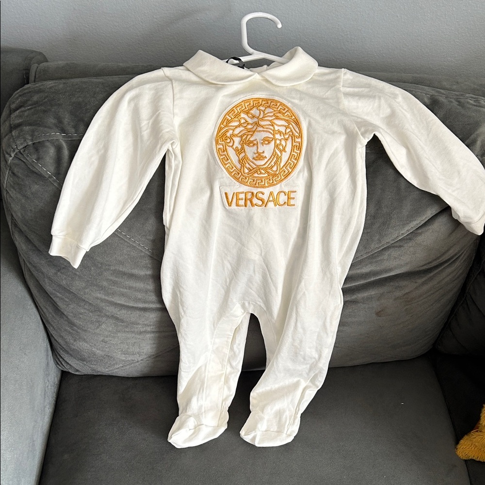 Versace Kids Gold and Cream Footie